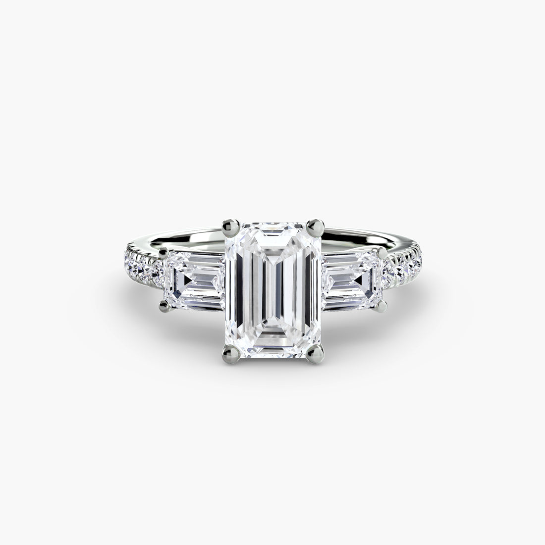 Three-Stone Ring with Pavé Band 4