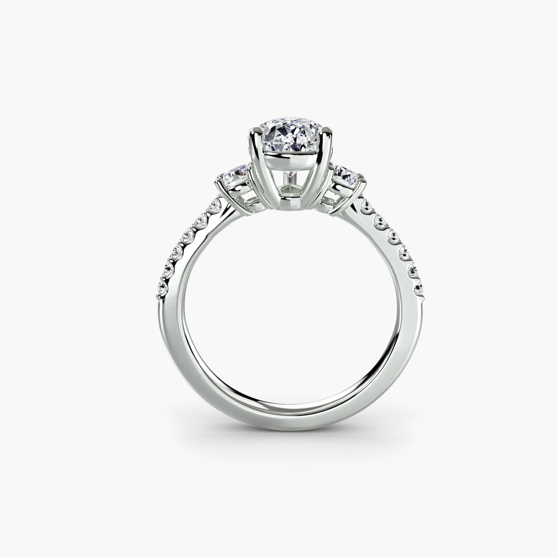 Three-Stone Ring with Pavé Band 5