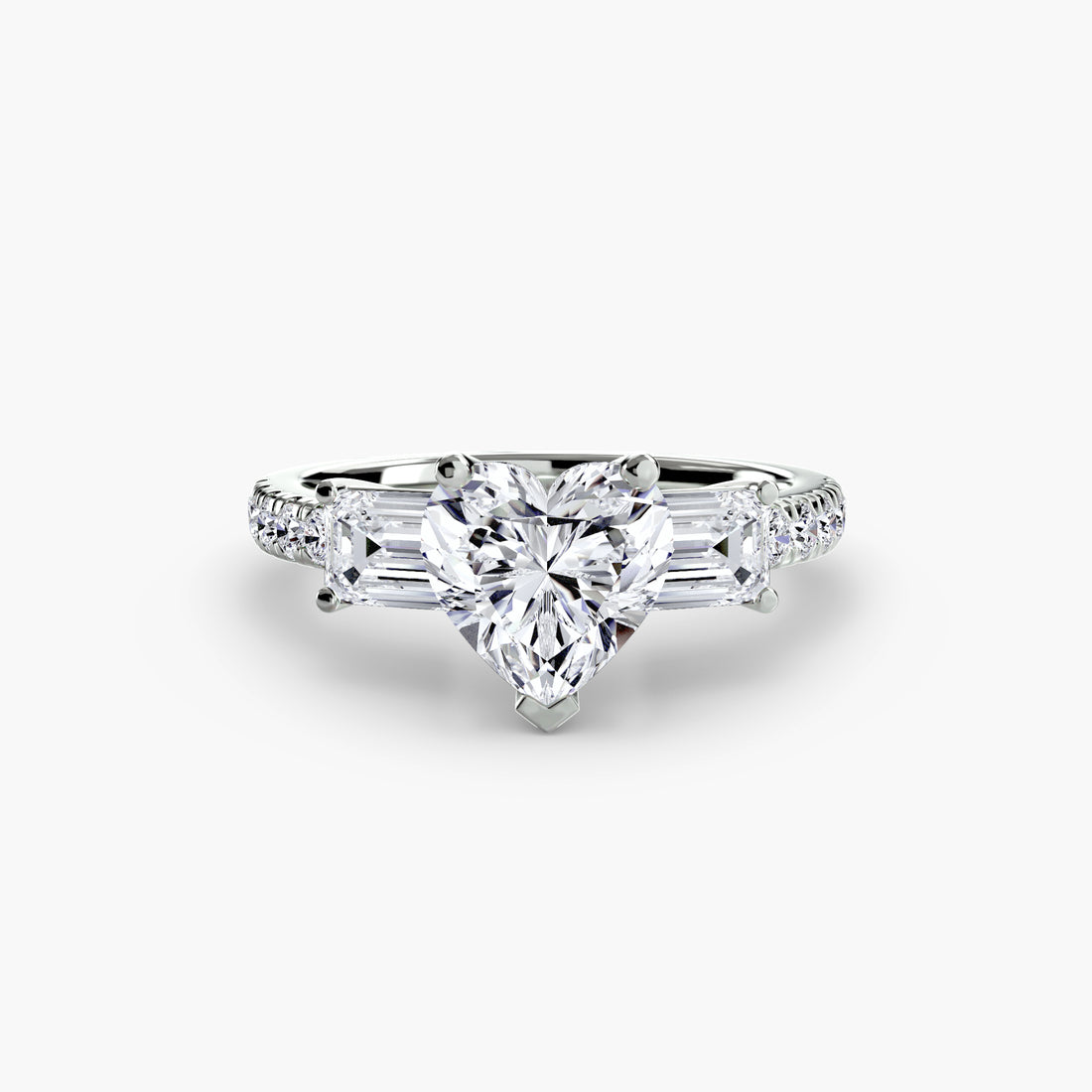 Three-Stone Ring with Pavé Band 4