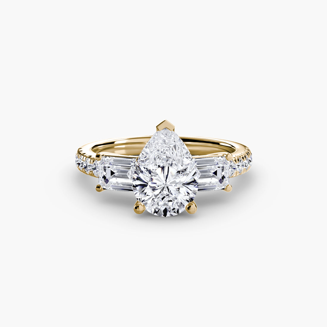 Three-Stone Ring with Pavé Band 4