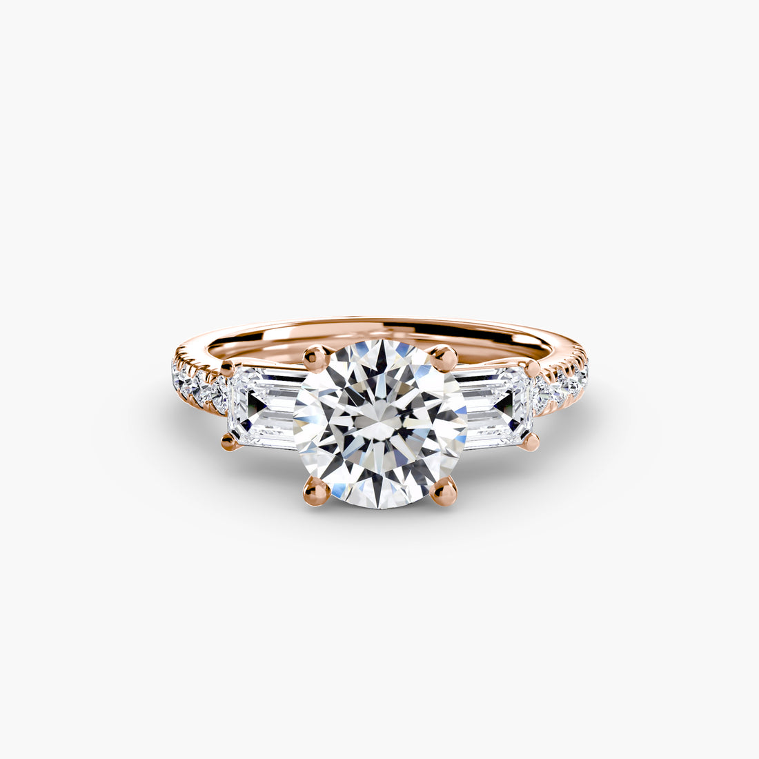 Three-Stone Ring with Pavé Band 4
