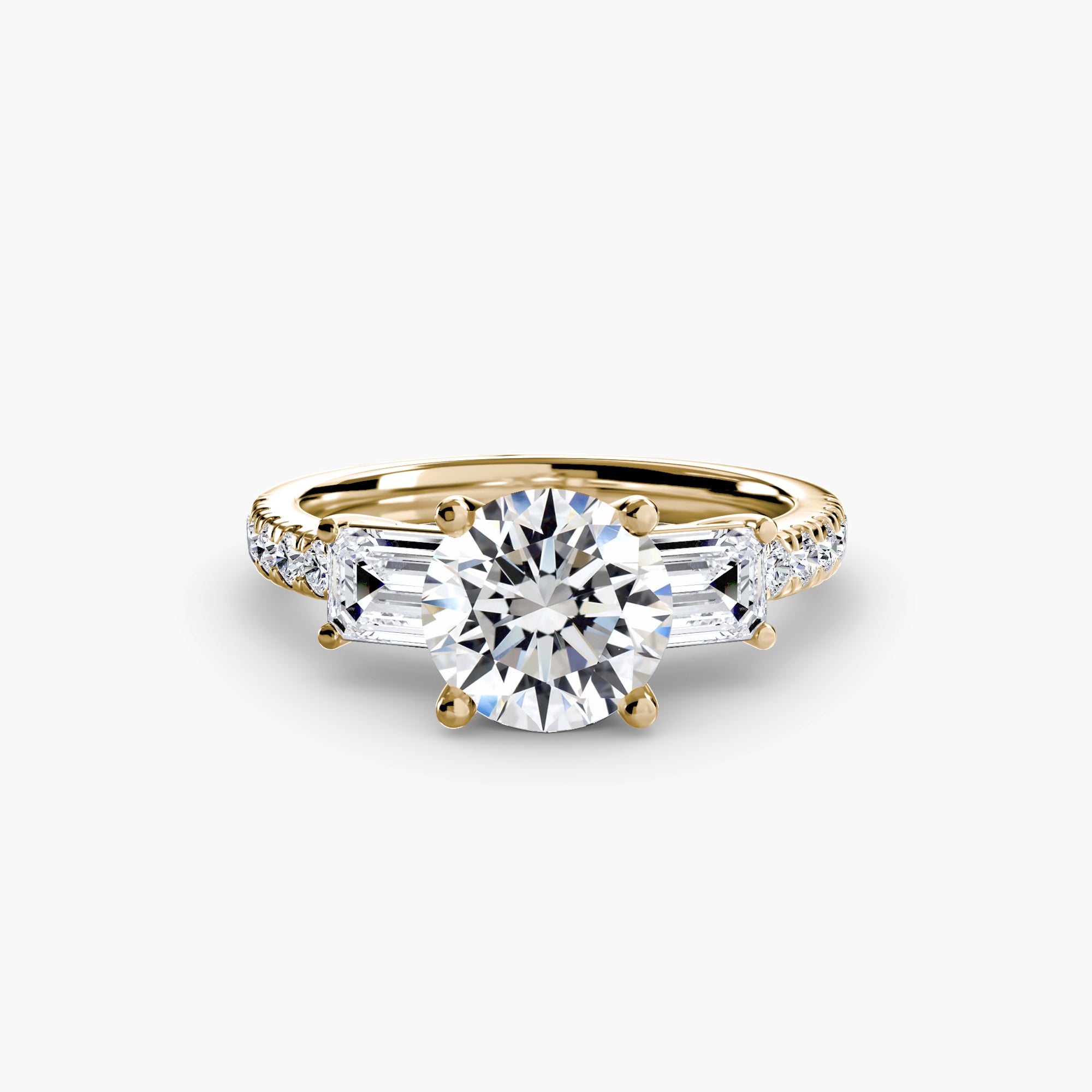 Three-Stone Ring with Pavé Band 4