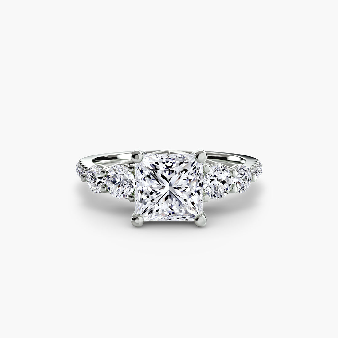Five Stone Ring with Pavé Band